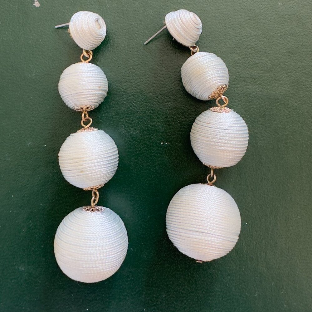 grey BaubleBar drop balls earrings